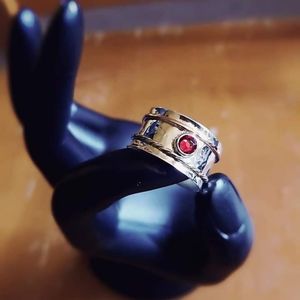 925 silver red zirconia crystal band ring